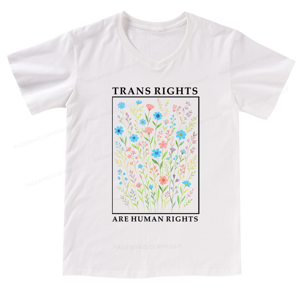 Pagewings Trans Rights Are Human Rights V-neck T-shirt