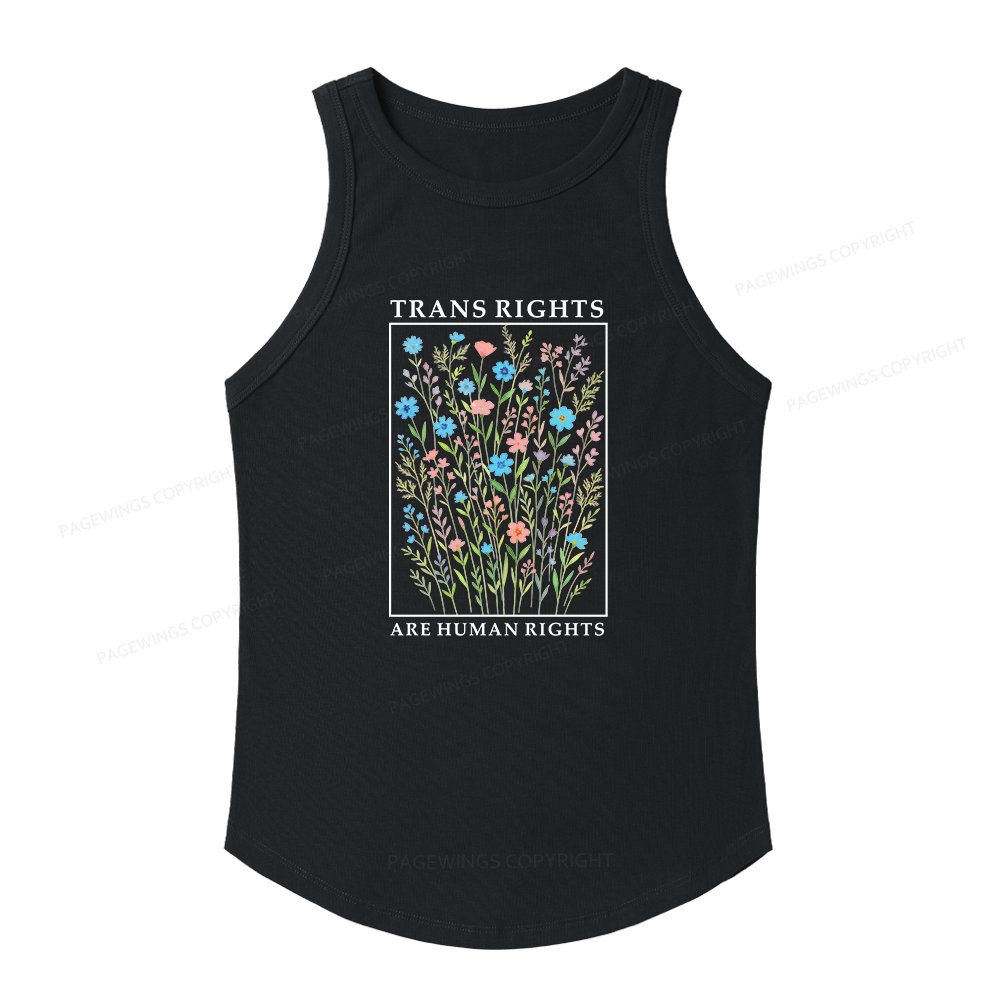 Pagewings Slim Fit Trans Rights Are Human Rights Women's Fitted Tank Top 