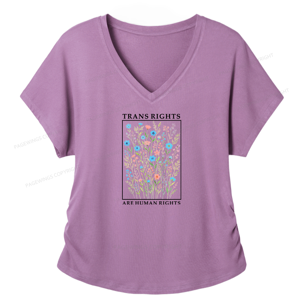Pagewings Trans Rights Are Human Rights Soft Women's Modal V-neck T-shirt  