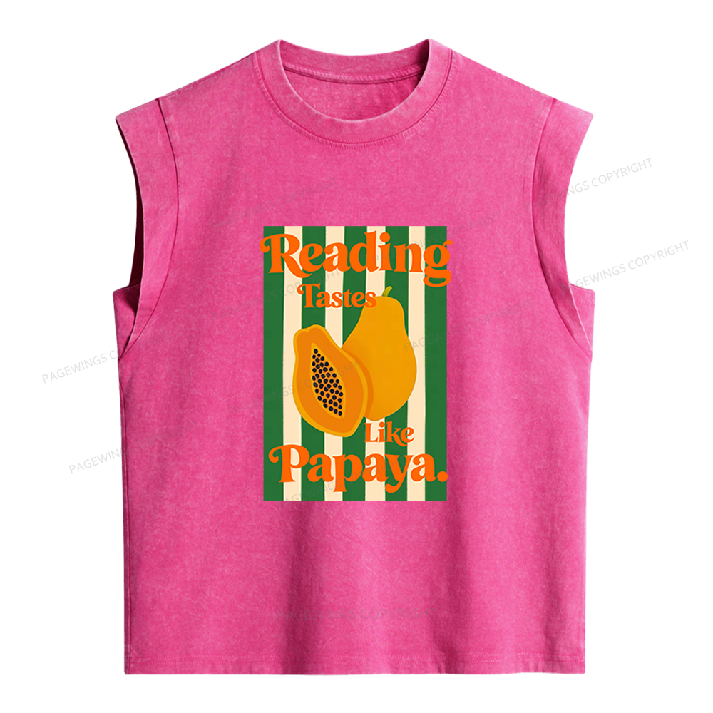 Pagewings Reading Tastes Like Papaya Women's Washed Tank Top
