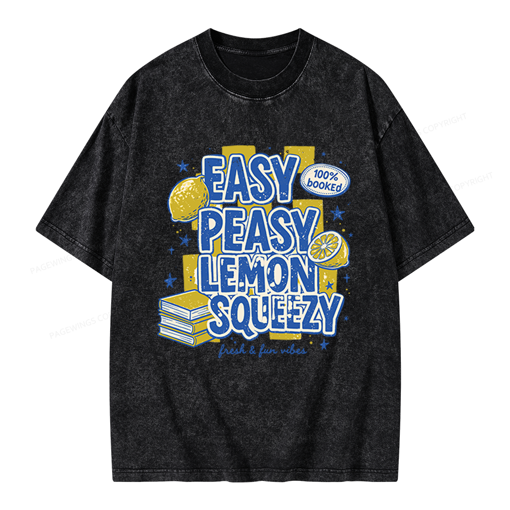 Pagewings Easy Peasy Lemon Squeezy Unisex Washed T-shirt