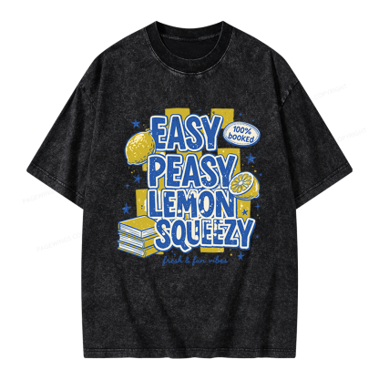 Pagewings Easy Peasy Lemon Squeezy Unisex Washed T-shirt