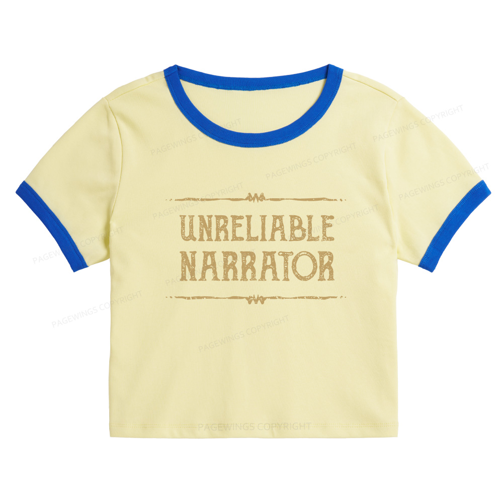 Pagewings Unreliable Narrator Baby Tee Cropped Ringer T-Shirt