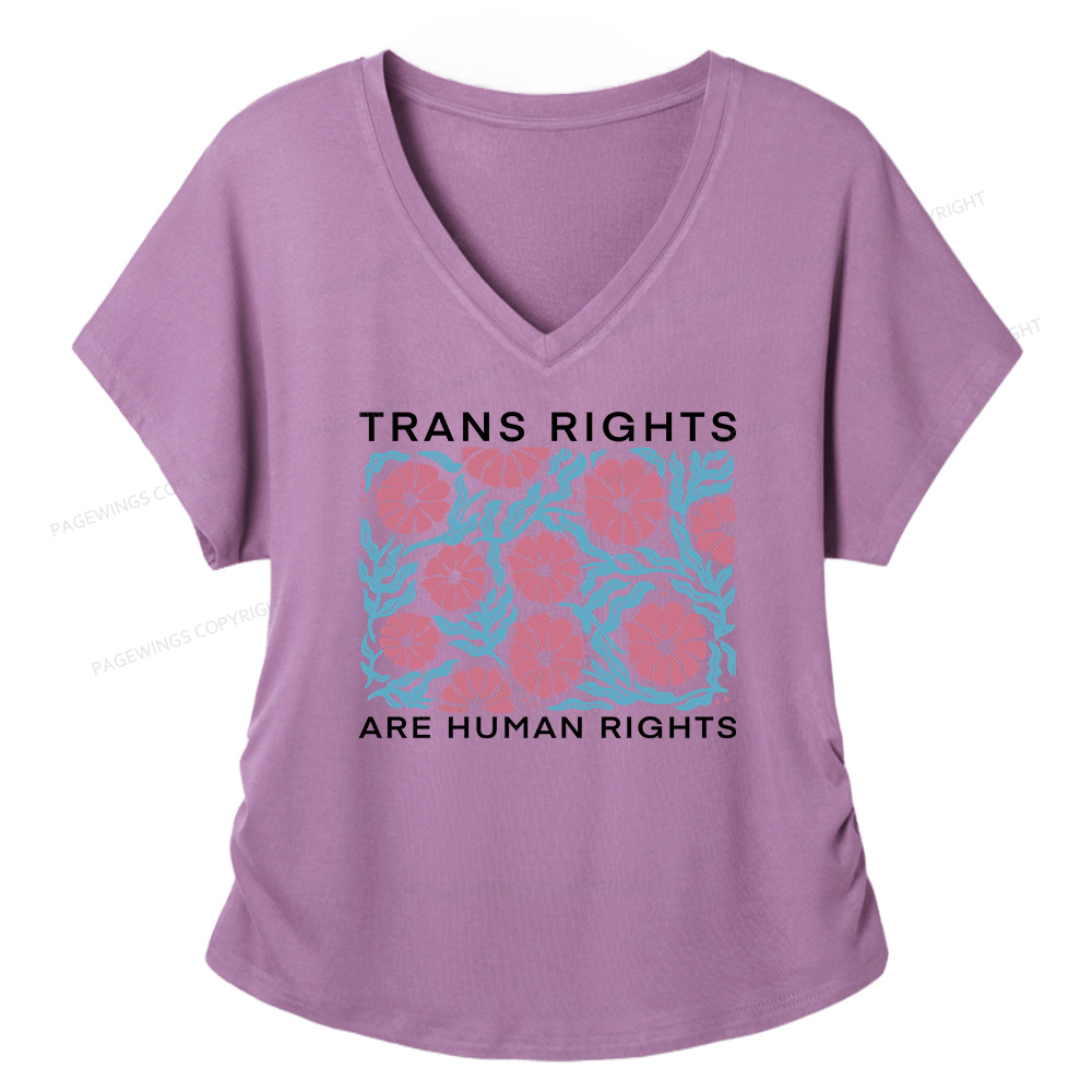 Pagewings Trans Rights Are Human Rights Soft Women's Modal V-neck T-shirt  