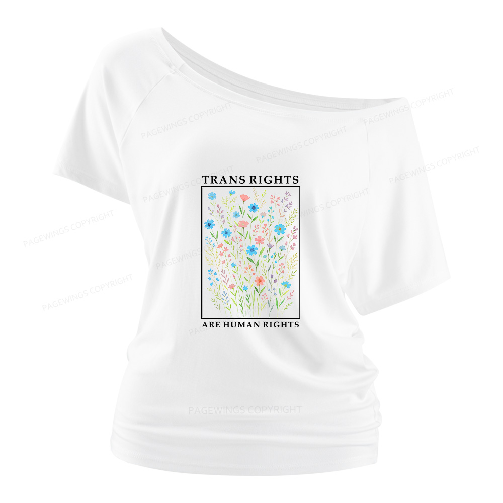 Pagewings Trans Rights Are Human Rights Women Off Shoulder T-shirts