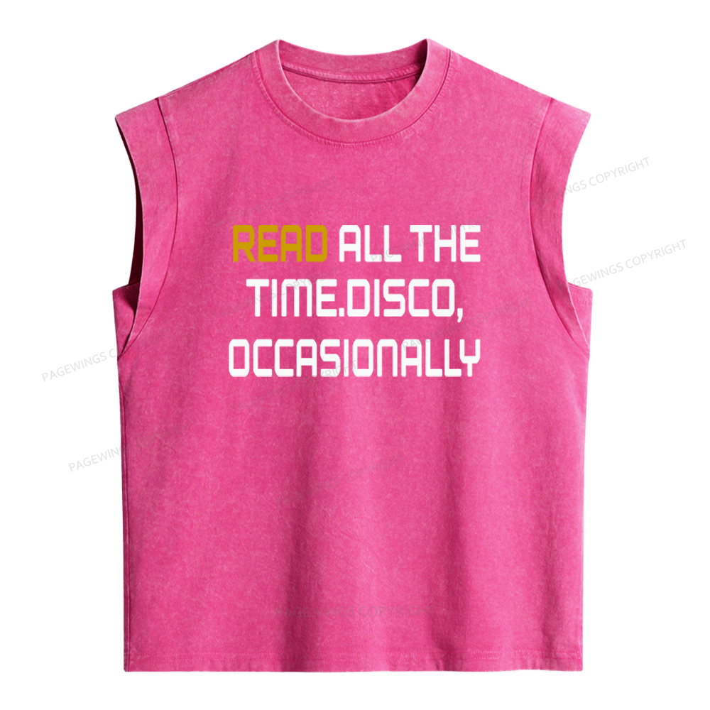 Pagewings Read All The Time Disco Occasionally Women's Washed Tank Top