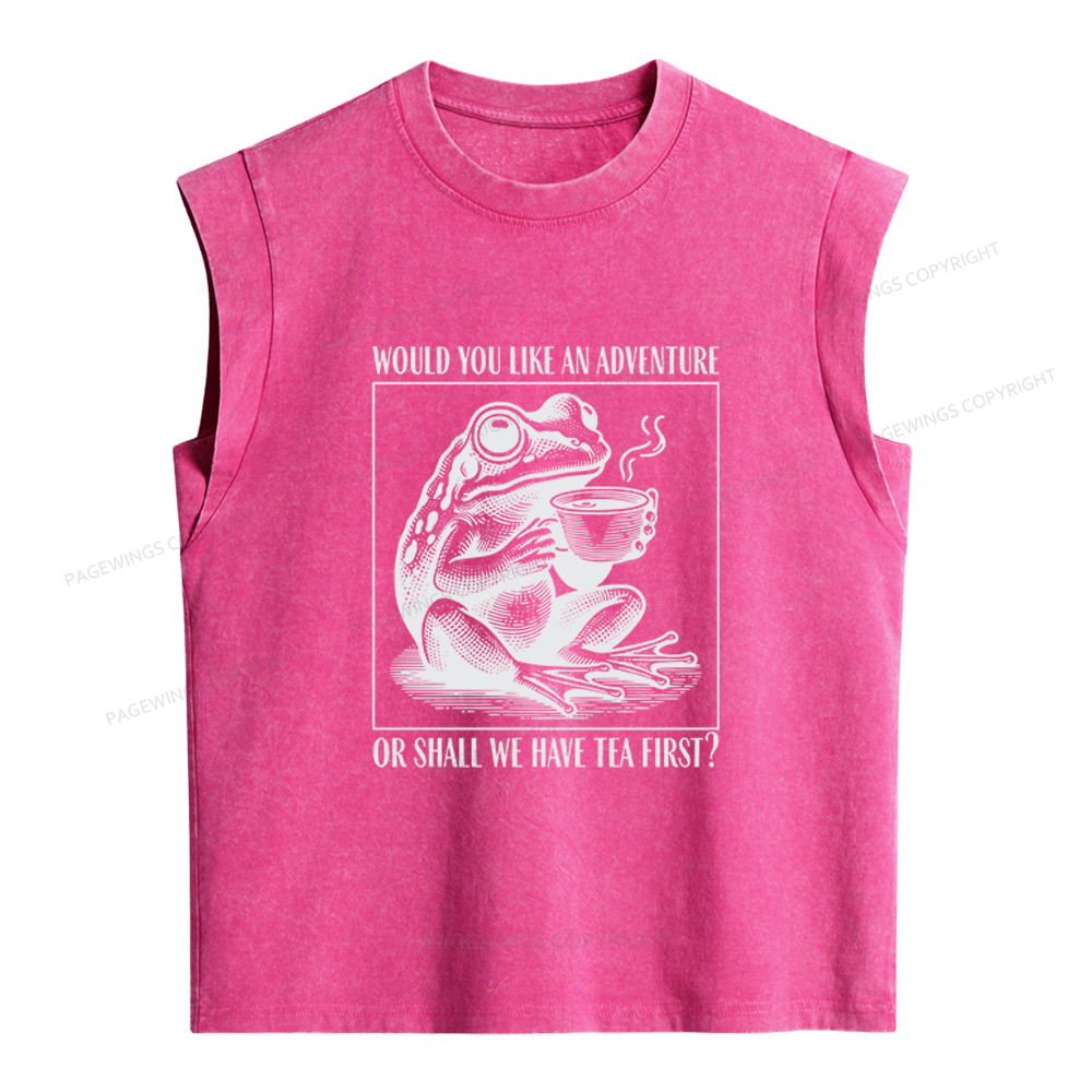 Pagewings Funny Frog Women's Washed Tank Top