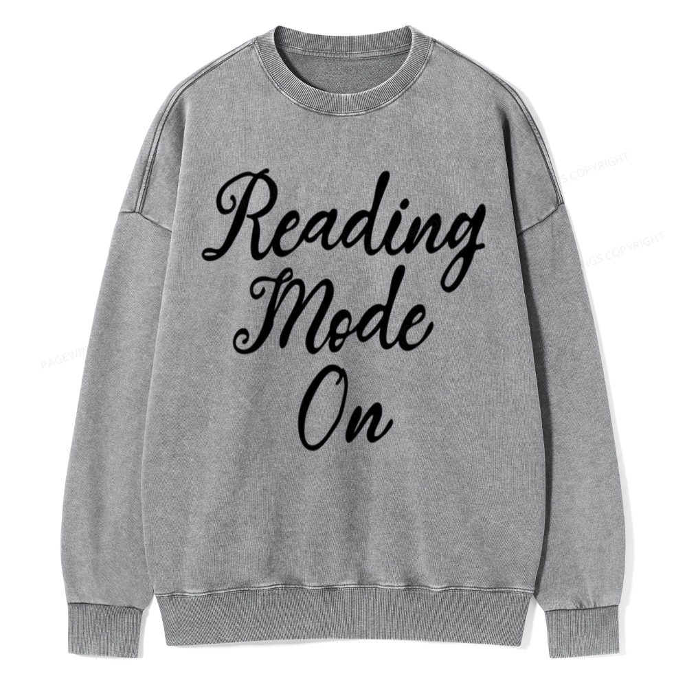 Pagewings Book Reading Mode On Unisex Washed Sweatshirt