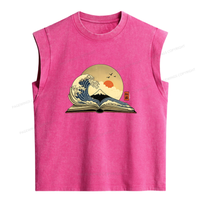 Pagewings Great Wave of Knowledge Women's Washed Tank Top