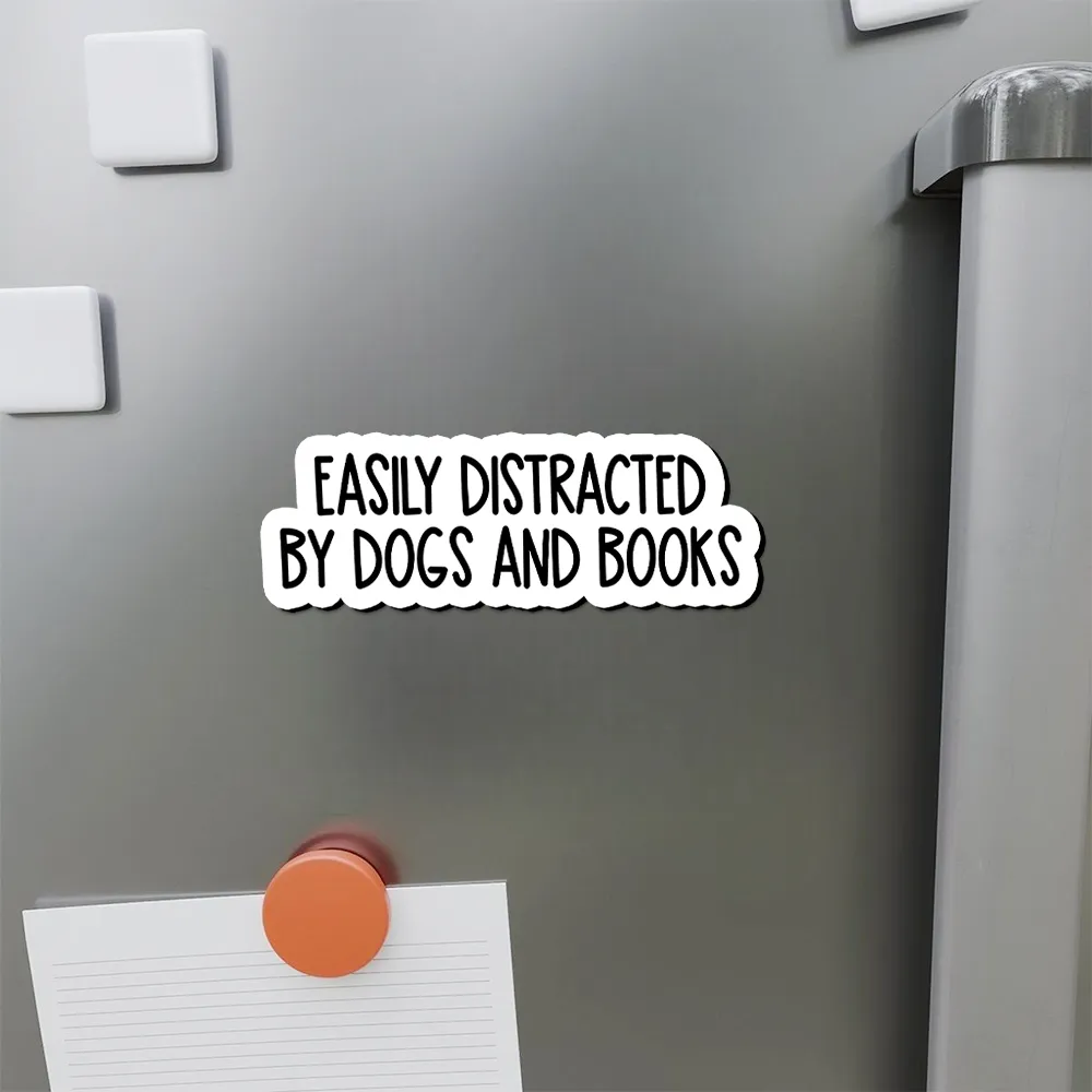 Pagewings Easily Distracted By Dogs And Books Fridge Magnet