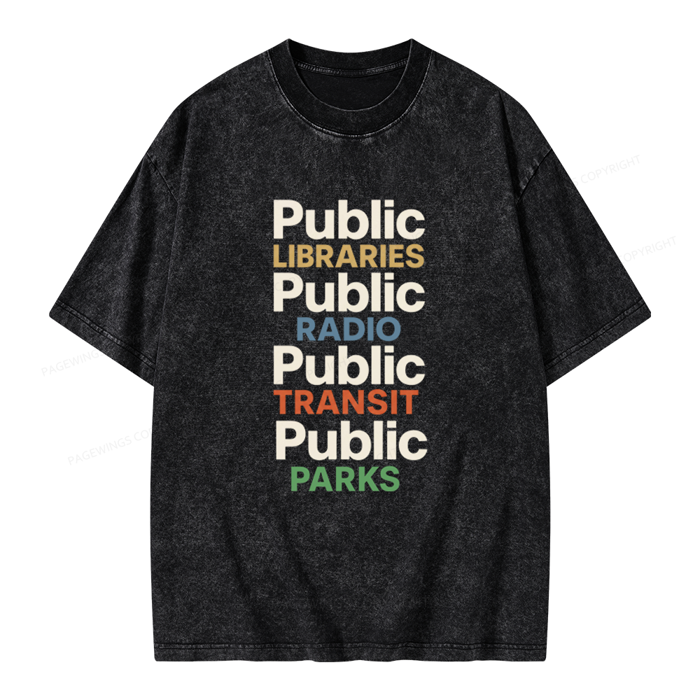 Pagewings Public Libraries Unisex Washed T-shirt