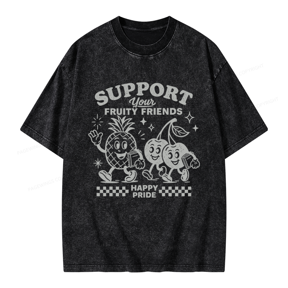 Pagewings Fruity Friends Unisex Washed T-shirt