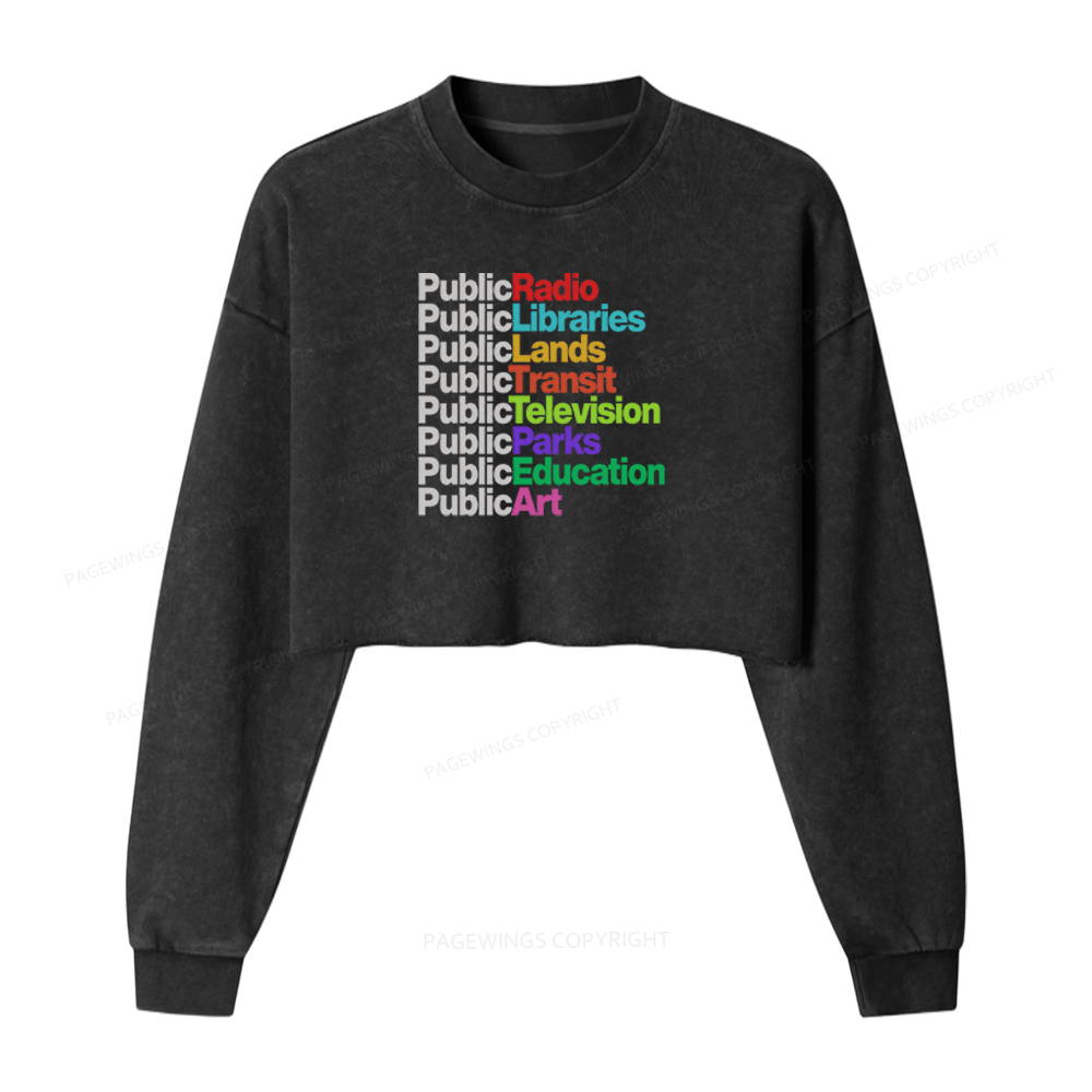 Pagewings Public Libraries Washed Crop Sweatshirt
