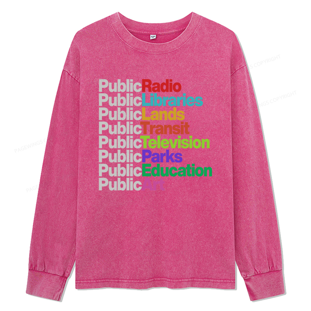Pagewings Public Libraries Unisex Washed Long Sleeve T-shirt