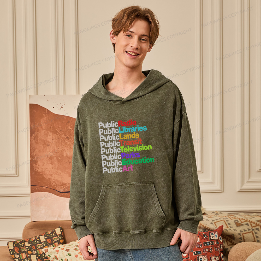 Pagewings Public Libraries Unisex Washed Hoodie