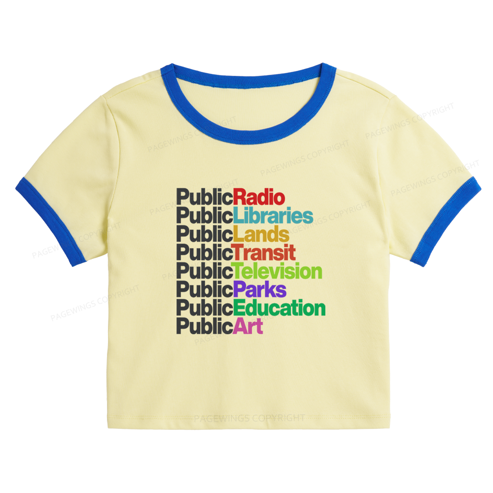 Pagewings Public Libraries Baby Tee Cropped Ringer T-Shirt 