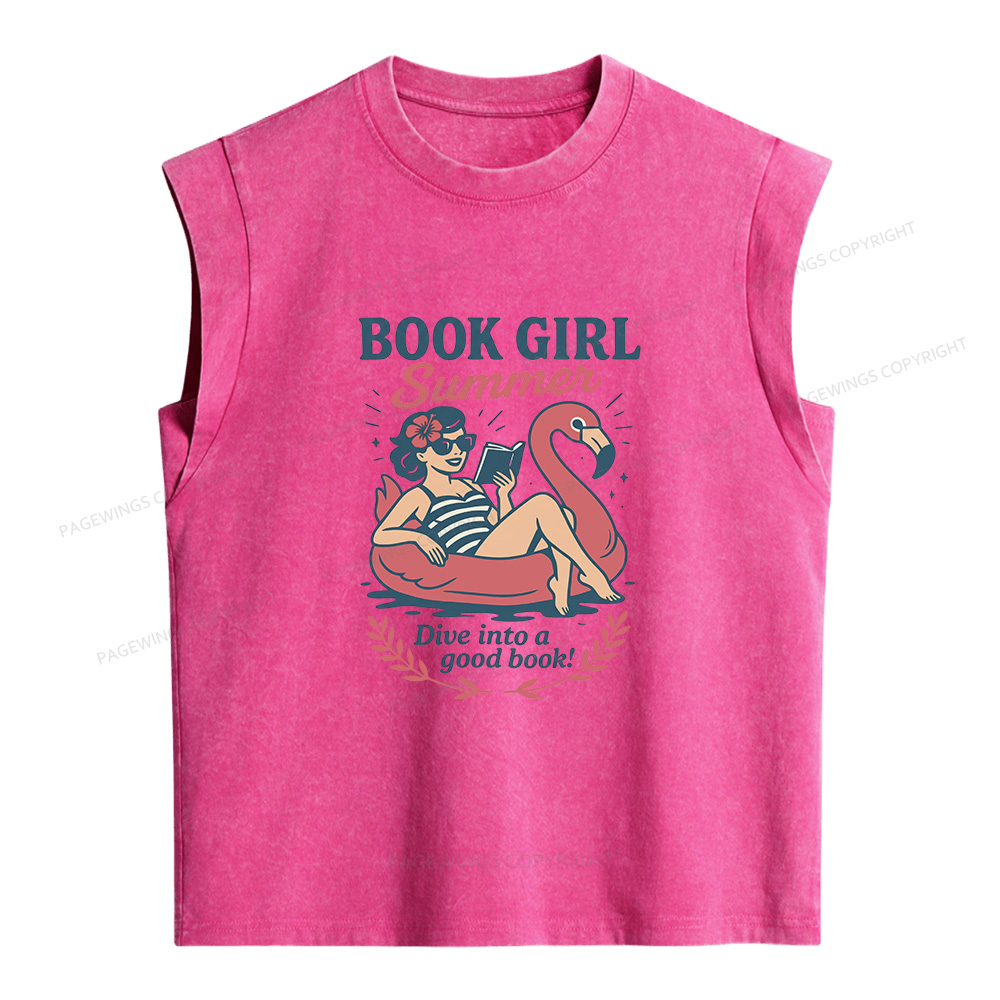 Pagewings Book Girl Summer Women's Washed Tank Top