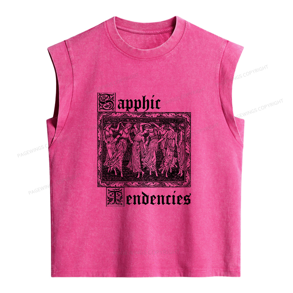 Pagewings Sapphic Tendencies Women's Washed Tank Top