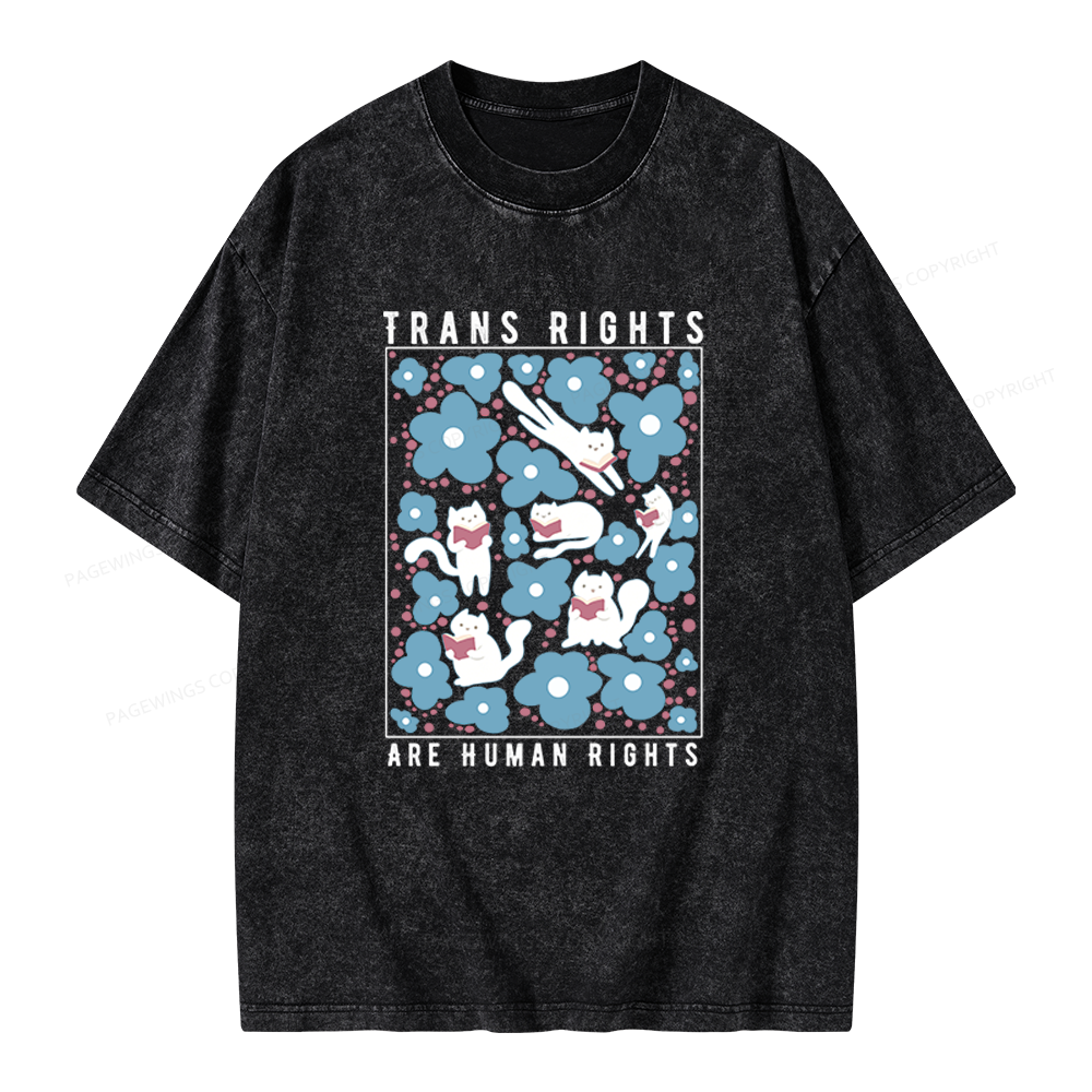 Pagewings Trans Rights Are Human Rights Unisex Washed T-shirt