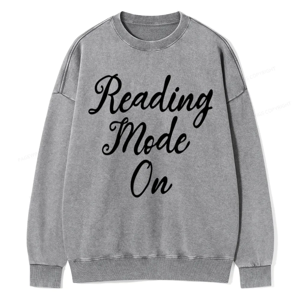 Pagewings Book Reading Mode On Unisex Washed Sweatshirt