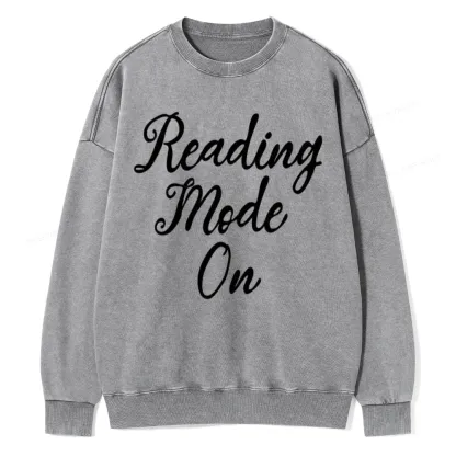 Pagewings Book Reading Mode On Unisex Washed Sweatshirt