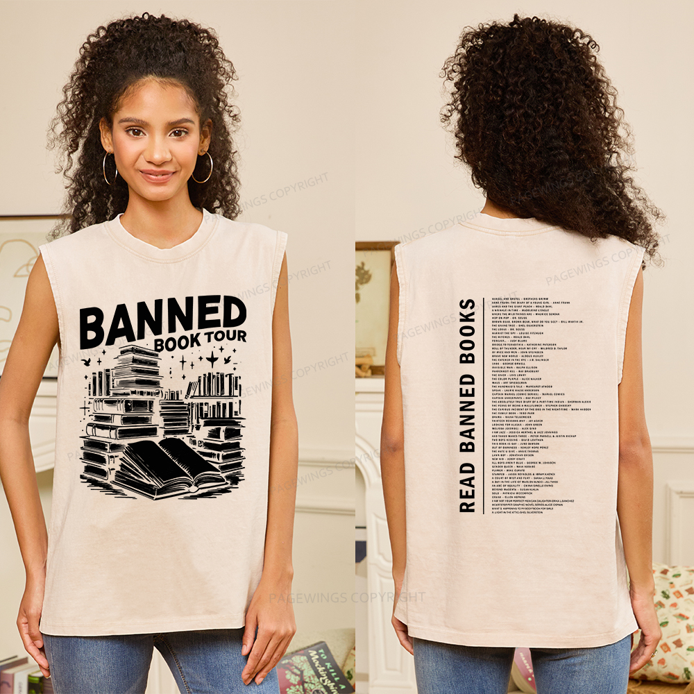 Pagewings Banned Books Tour Unisex Washed Tank Top