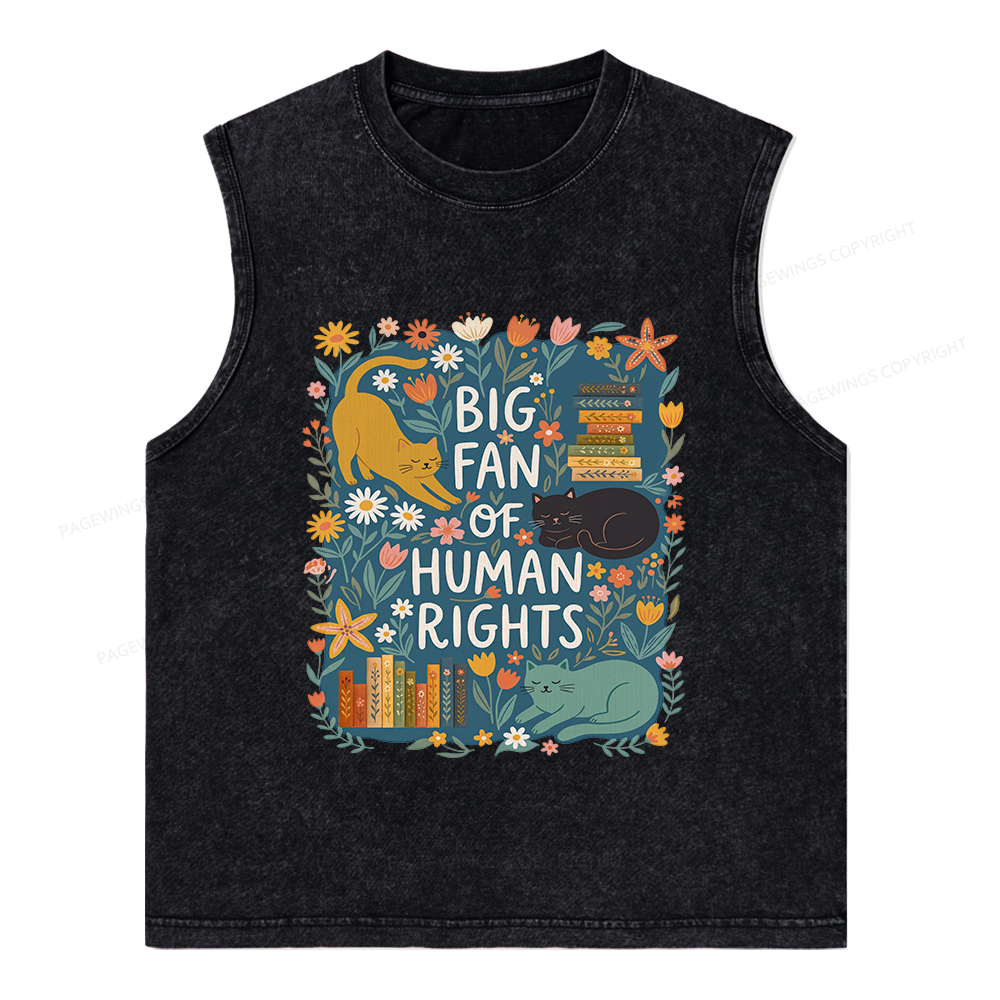 Pagewings Big Fan Of Human Rights Unisex Washed Tank Top