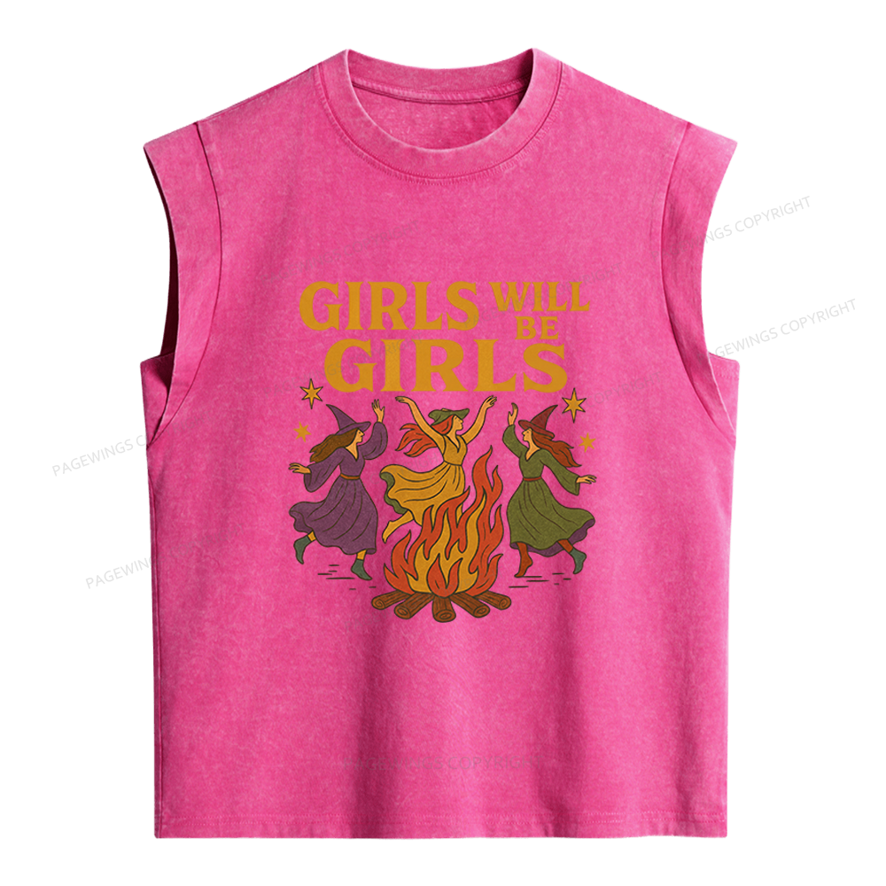 Pagewings Girls Will Be Girls Women's Washed Tank Top