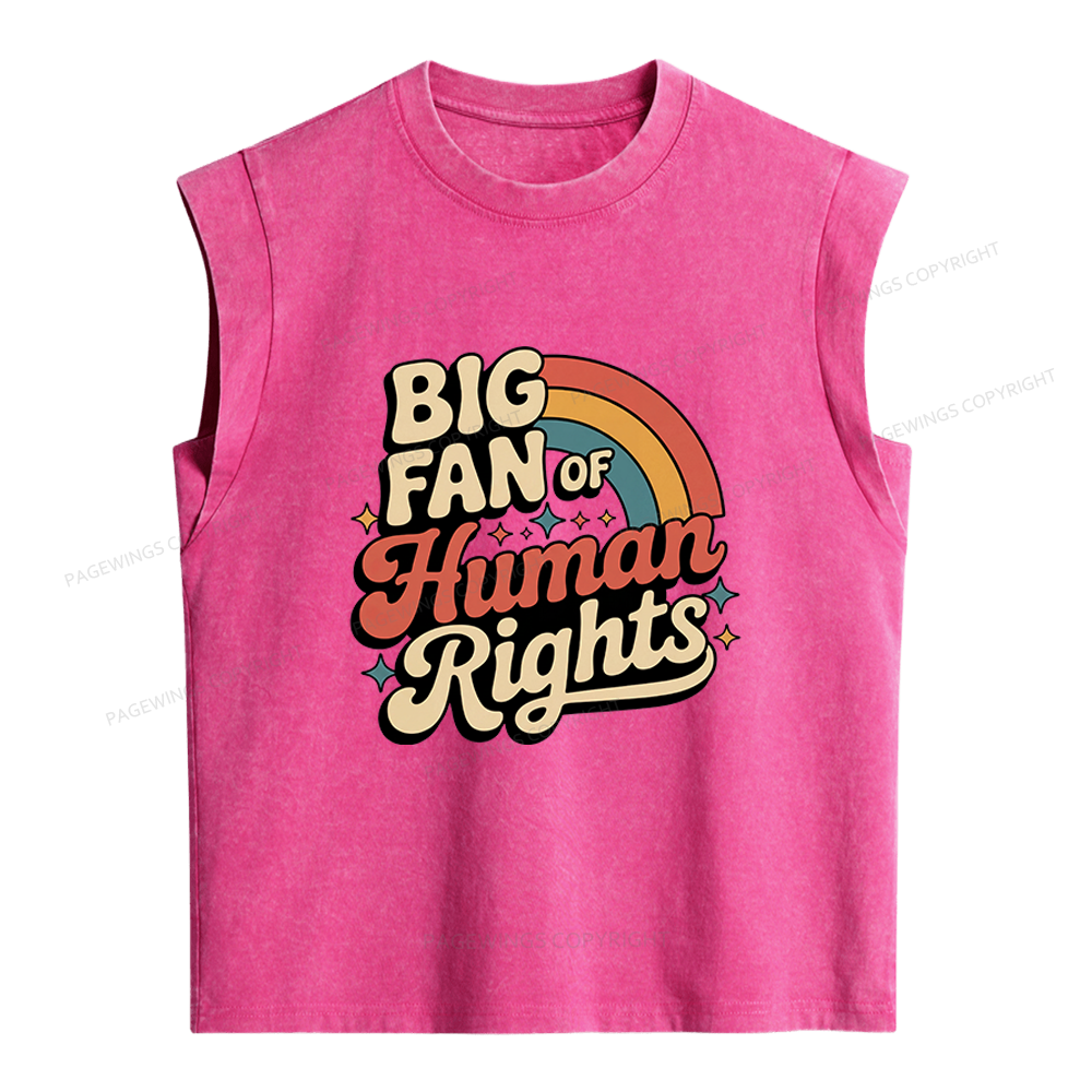 Pagewings Big Fan of Human Rights Women's Washed Tank Top