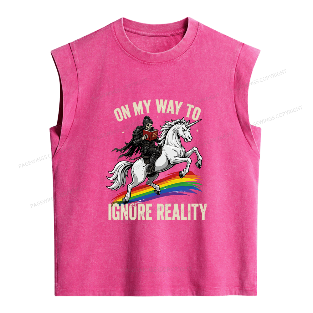 Pagewings On My Way To Ignore Reality Women's Washed Tank Top