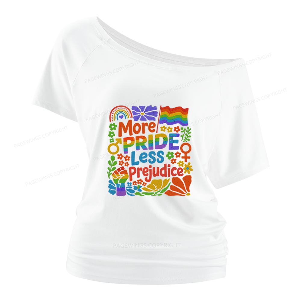 Pagewings More Pride Less Prejudice Women Off Shoulder T-shirts