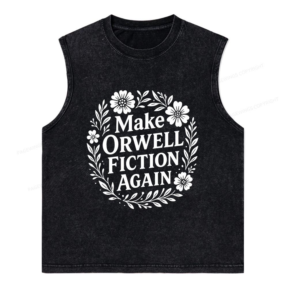 Pagewings Make Orwell Fiction Again Unisex Washed Tank Top