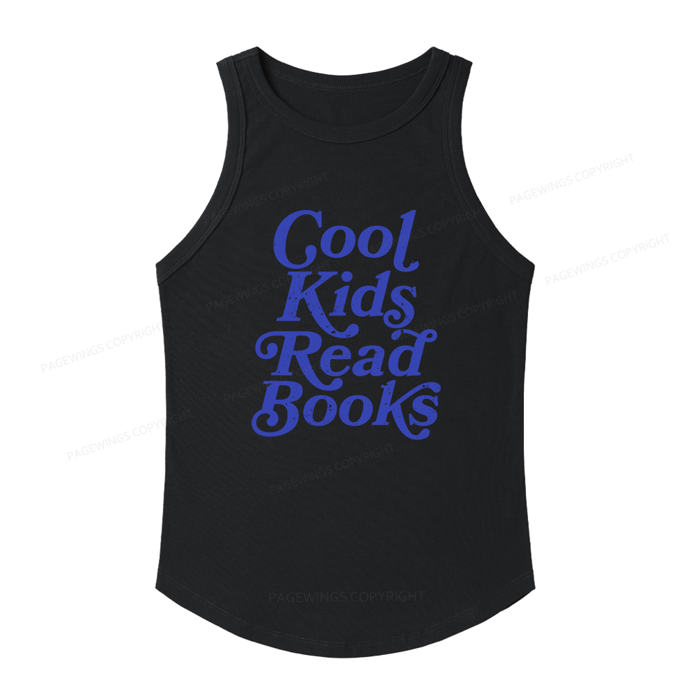 Pagewings Slim Fit Cool Kids Read Books Women's Fitted Tank Top 