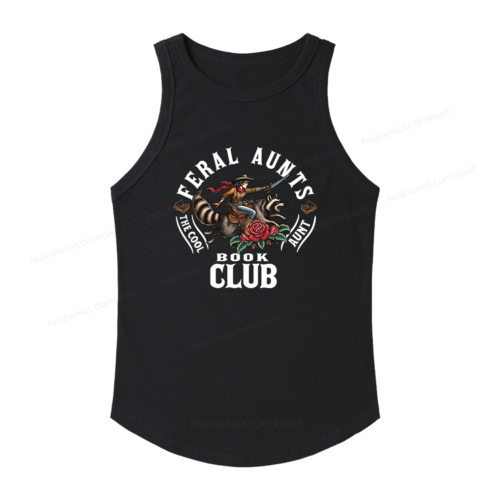 Pagewings Slim Fit Feral Aunt Social Book Club Women's Fitted Tank Top 
