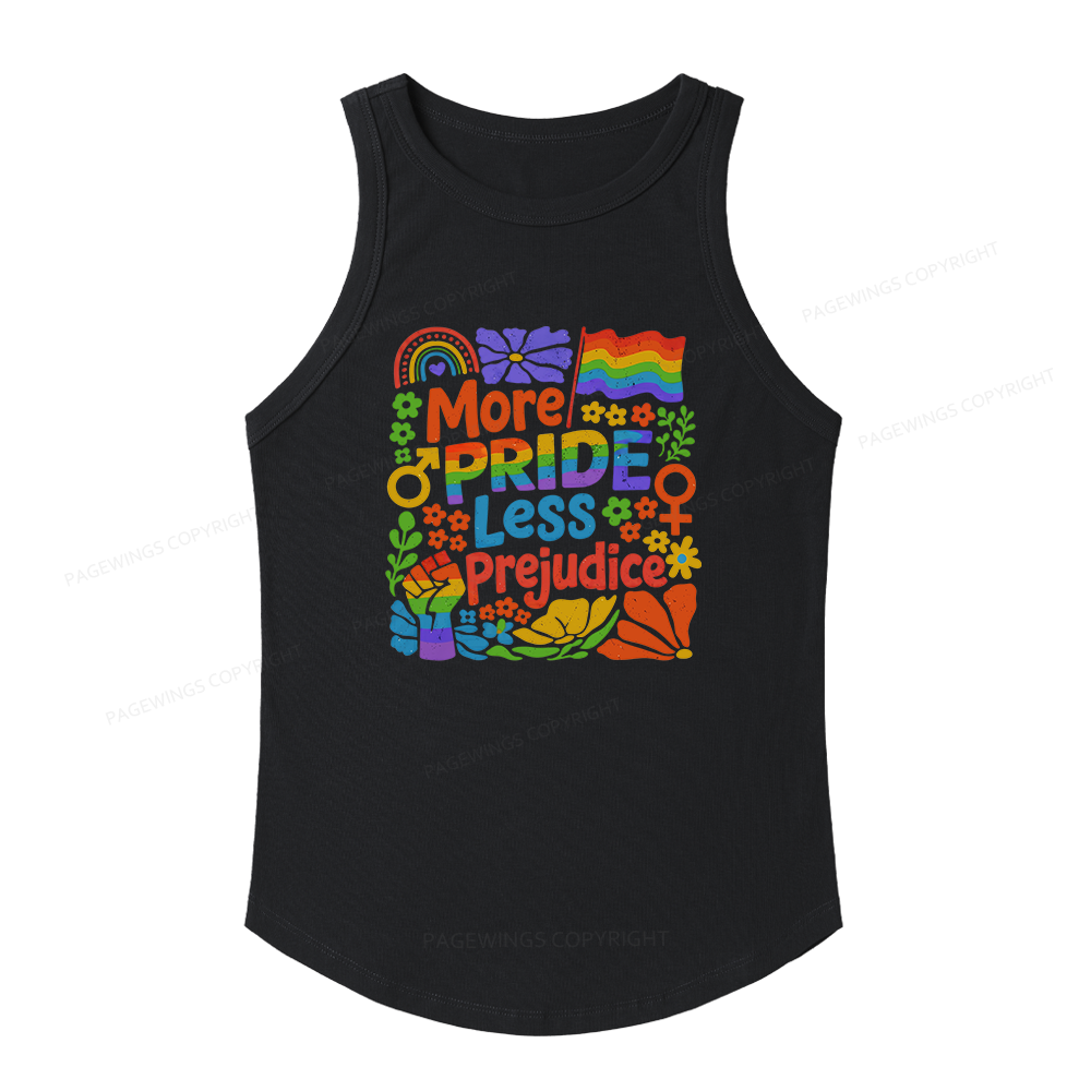 Pagewings Slim Fit More Pride Less Prejudice Women's Fitted Tank Top 