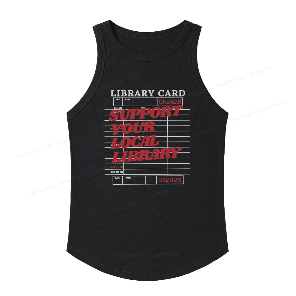 Pagewings Slim Fit Support your Local Library Women's Fitted Tank Top 