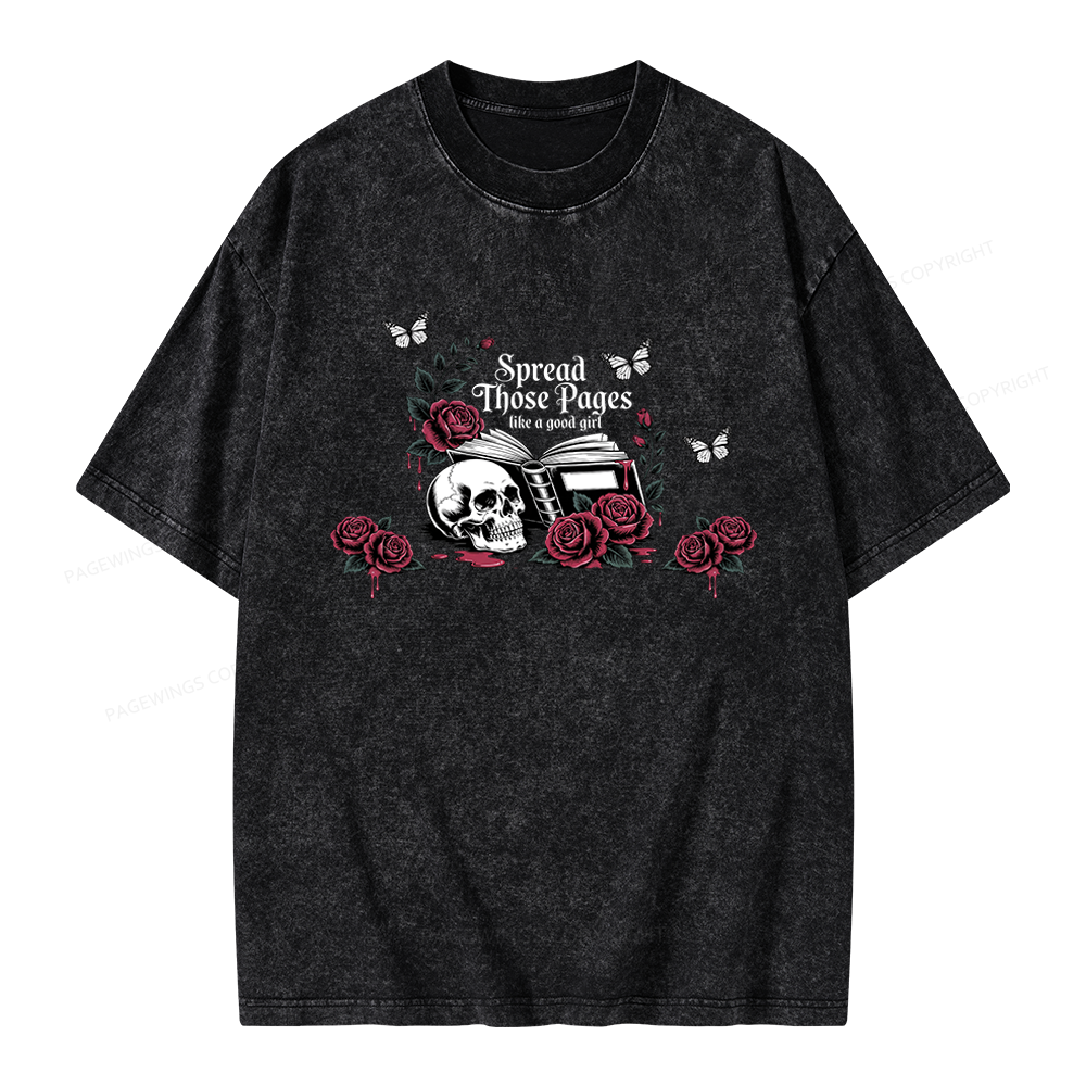 Pagewings Dark Academia Book Lover Unisex Washed T-shirt