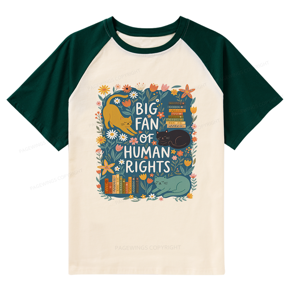 Pagewings Big Fan Of Human Rights Raglan T-shirt