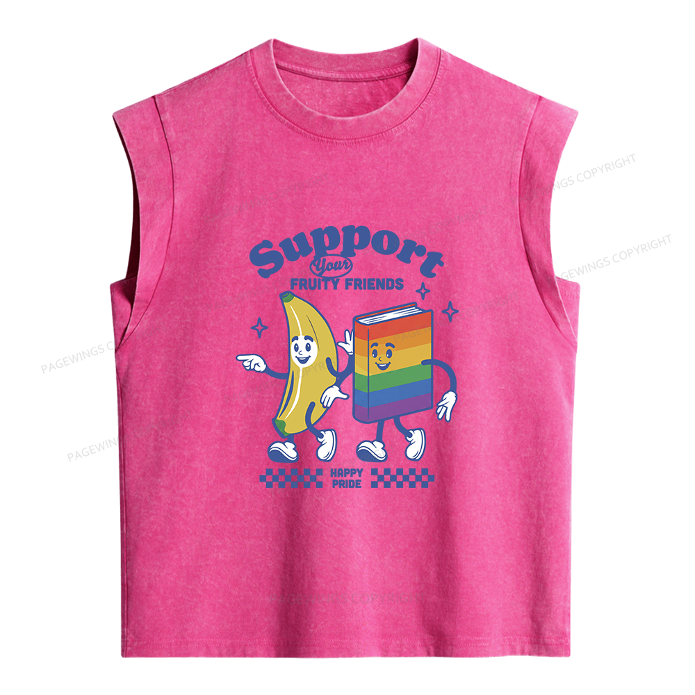 Pagewings Fruity Friends Women's Washed Tank Top