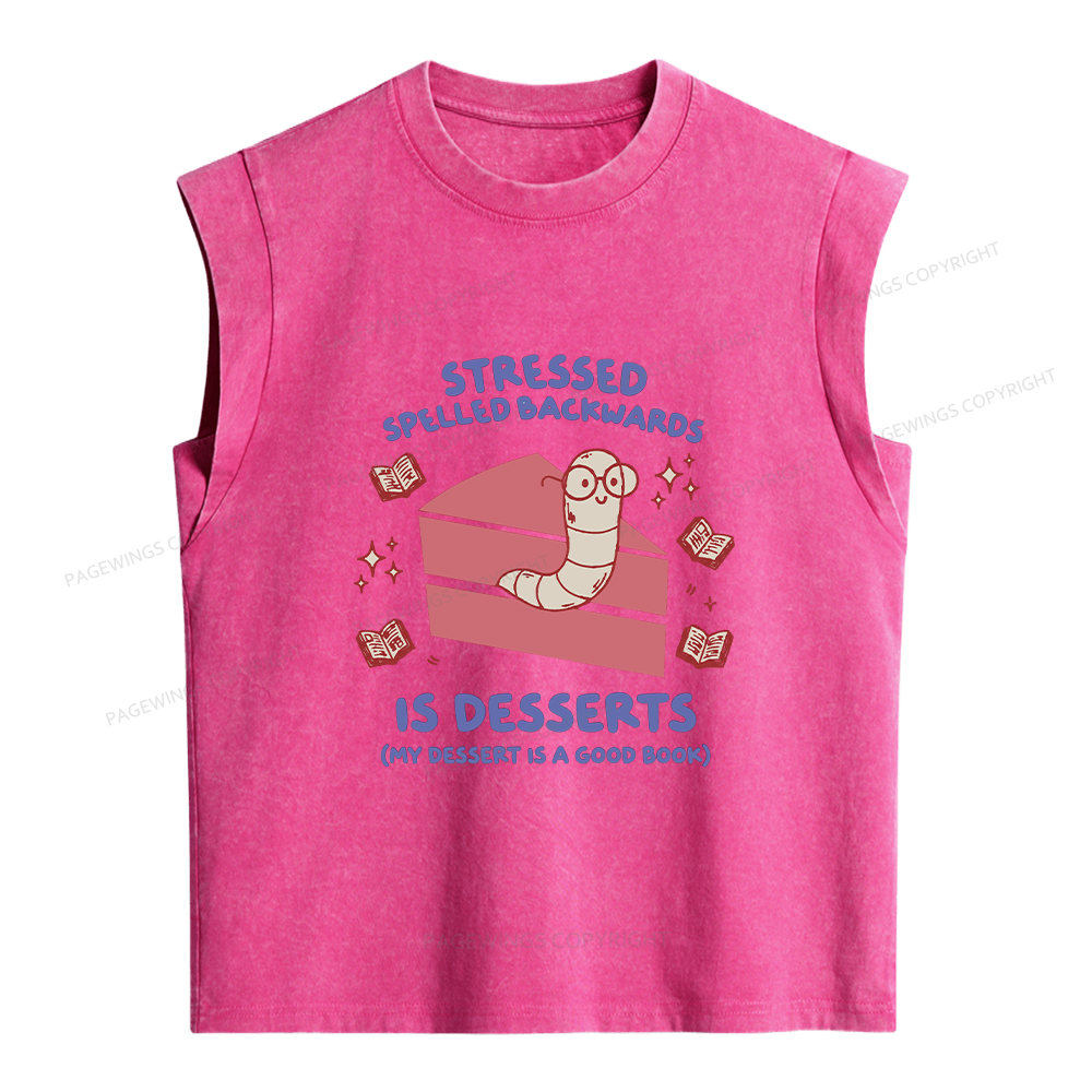 Pagewings My Dessert Is A Good Book Women's Washed Tank Top