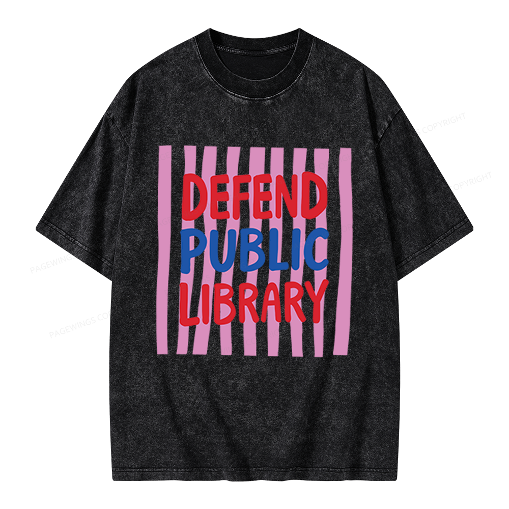 Pagewings Defend Public Library Unisex Washed T-shirt
