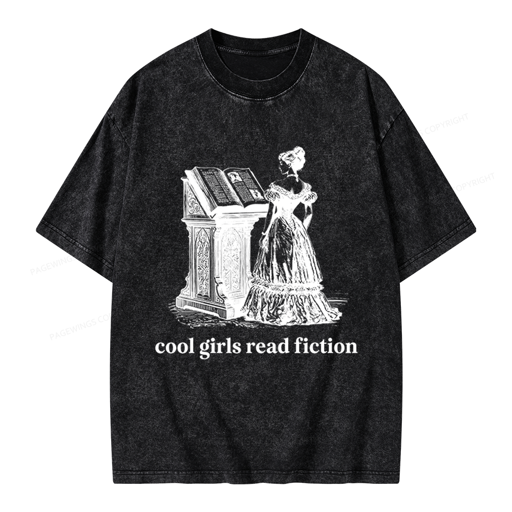 Pagewings Cool Girls Read Fiction Unisex Washed T-shirt