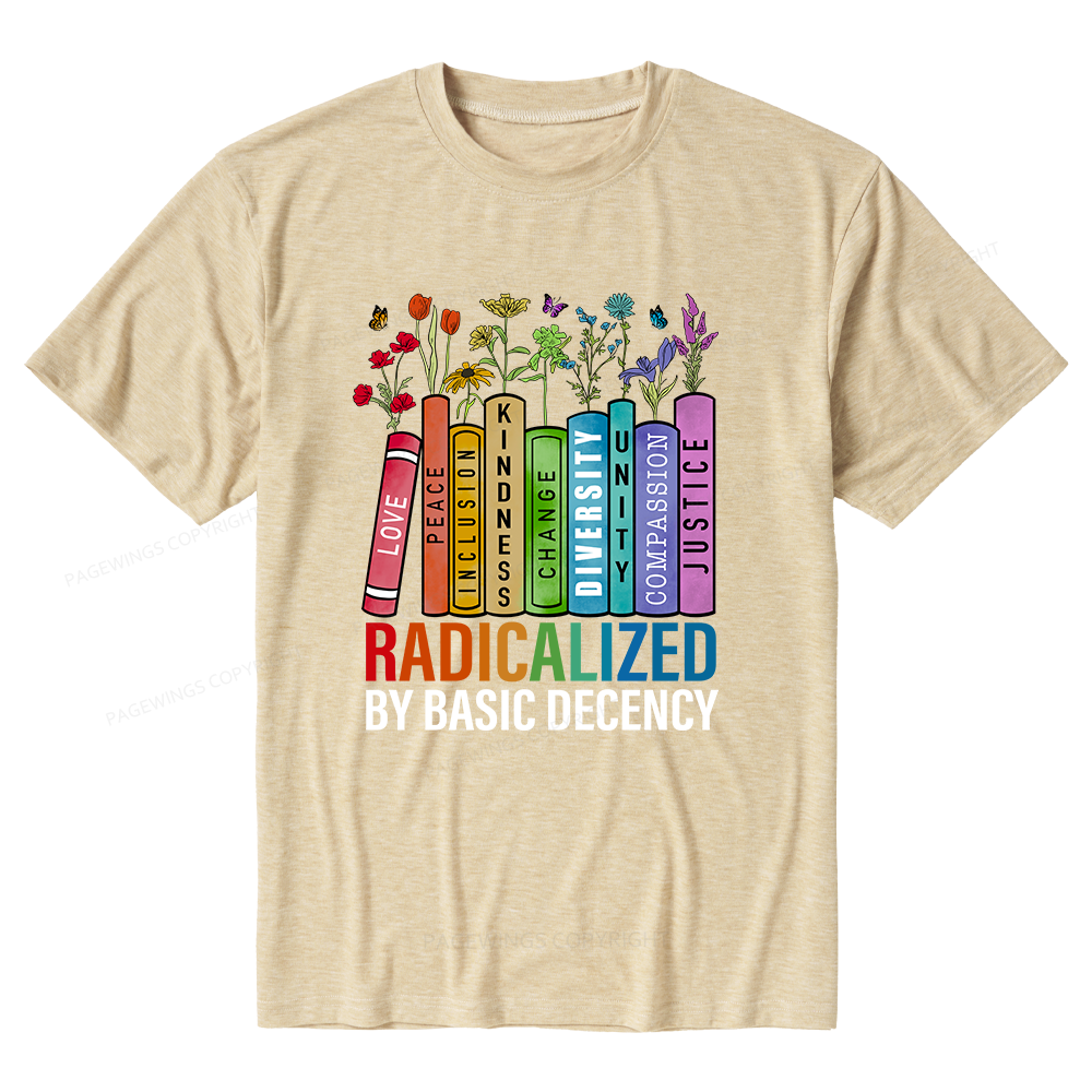 Pagewings Soft Radicalized by Basic Decency Unisex Heather T-Shirt