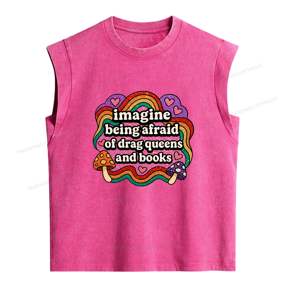Pagewings Drag Queens And Books Women's Washed Tank Top
