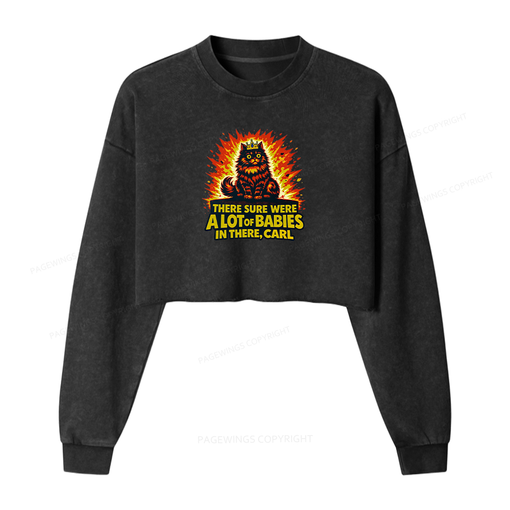 Pagewings A Lot Of Babies In There Washed Crop Sweatshirt