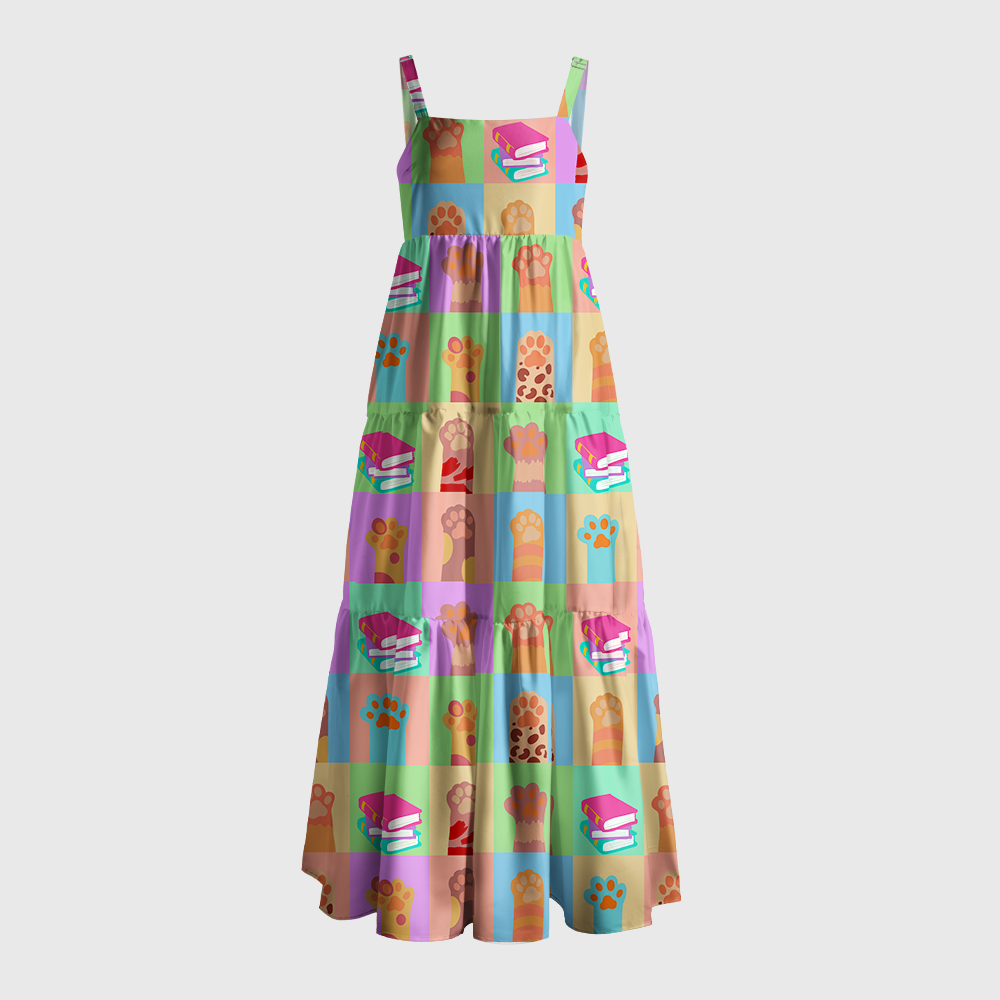 Pagewings Cat Paws And Books  Maxi Dress