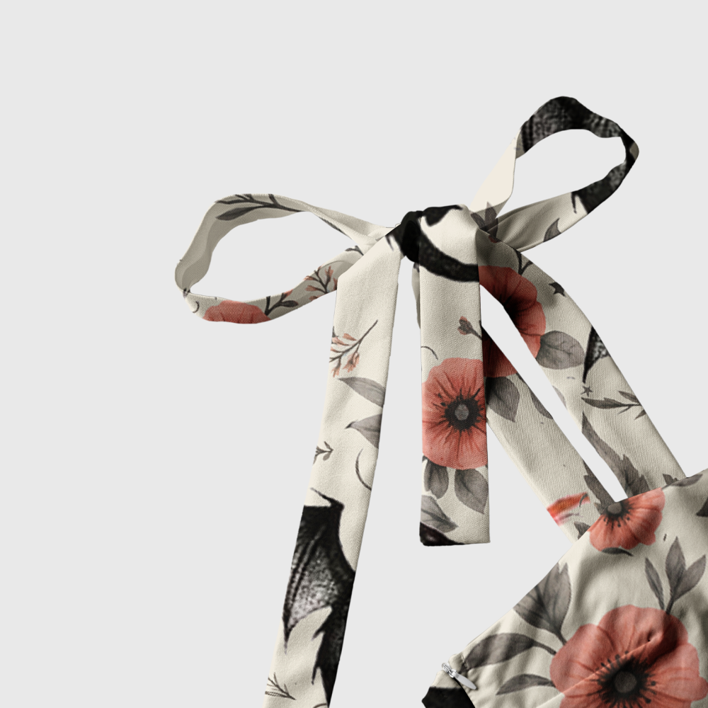 Pagewings Dragon Tie Shoulder Maxi Dress