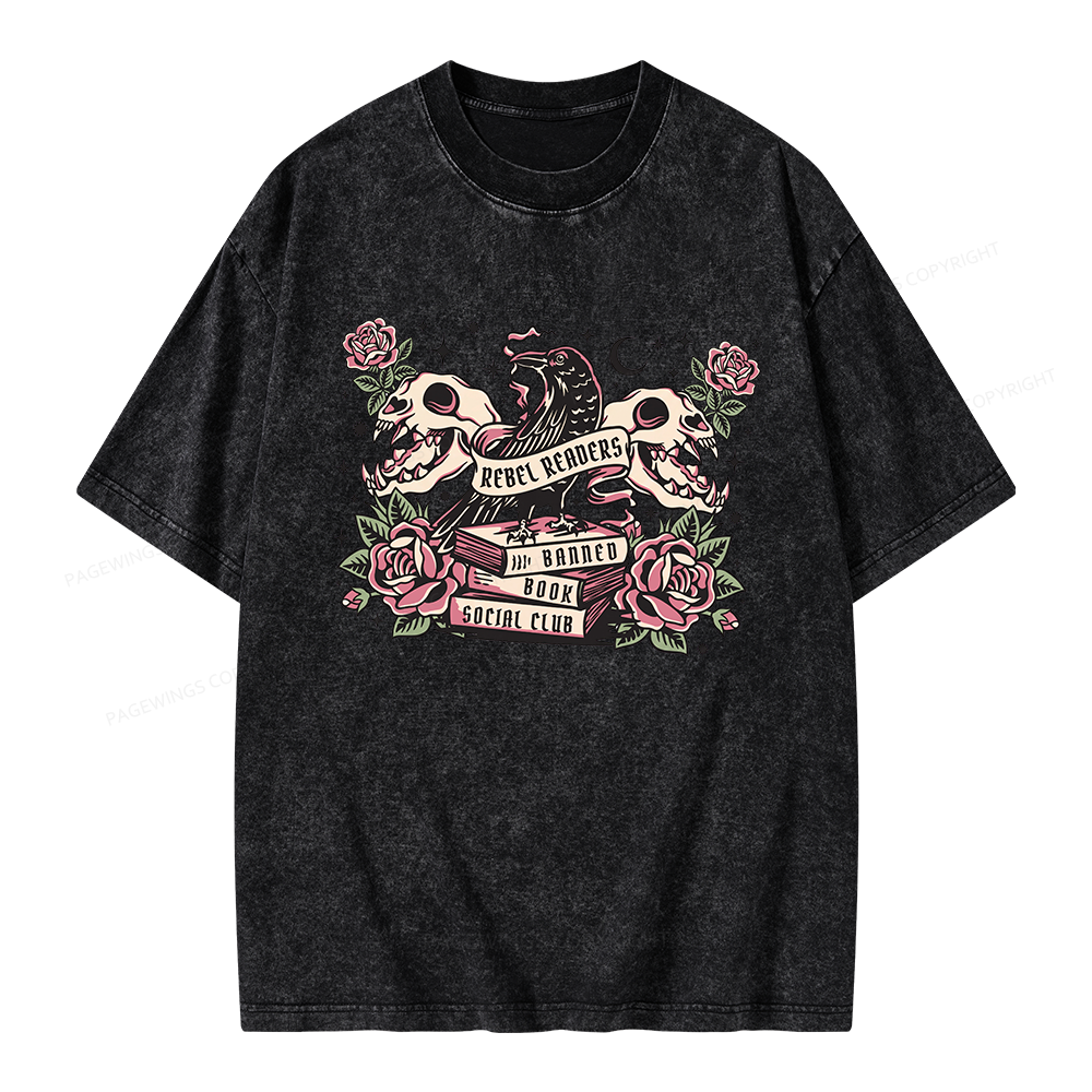 Pagewings Rebel Readers Banned Book Social Club Unisex Washed T-shirt