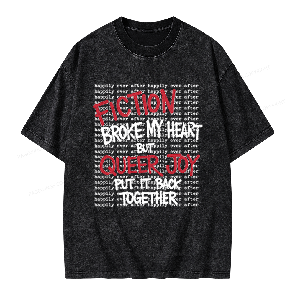 Pagewings Fiction Broke My Heart Unisex Washed T-shirt