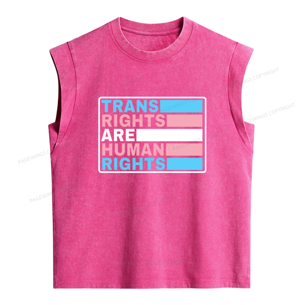 Pagewings Trans Rights Are Human Rights Women's Washed Tank Top